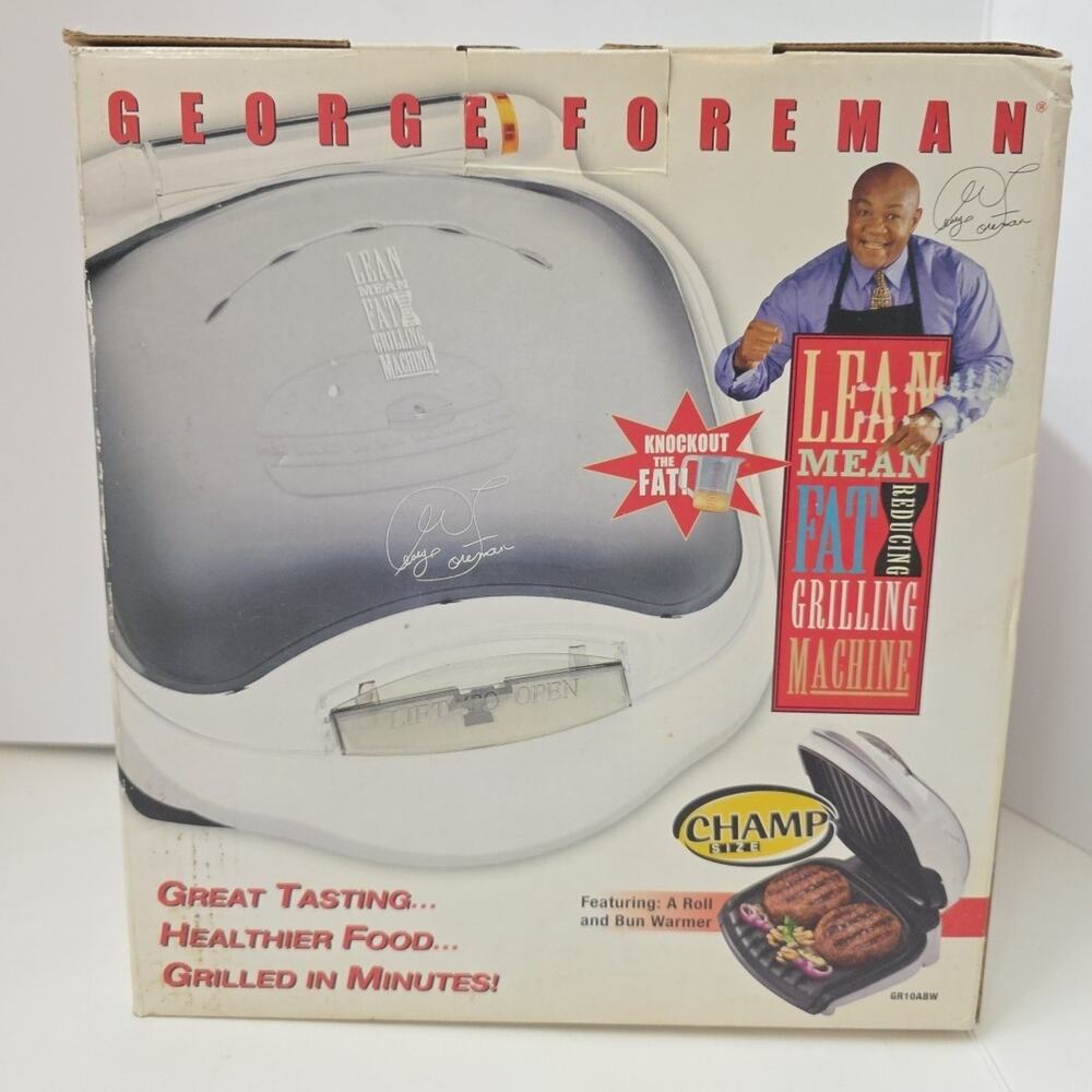 George Foreman GR10ABW Champ Grill with Bun Warmer - White